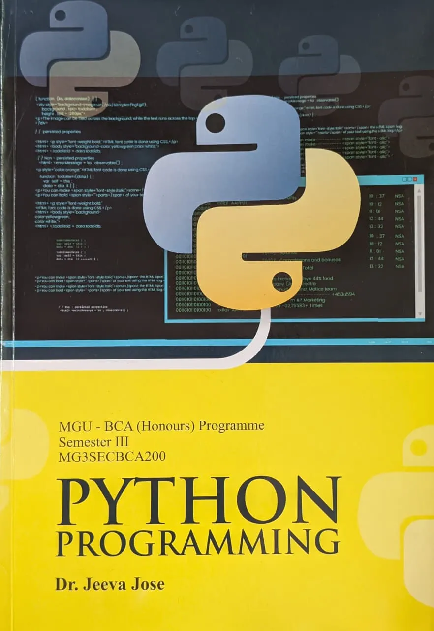Python Programming | Prakash Publications | MGU BCA (Honours) | Semester 3